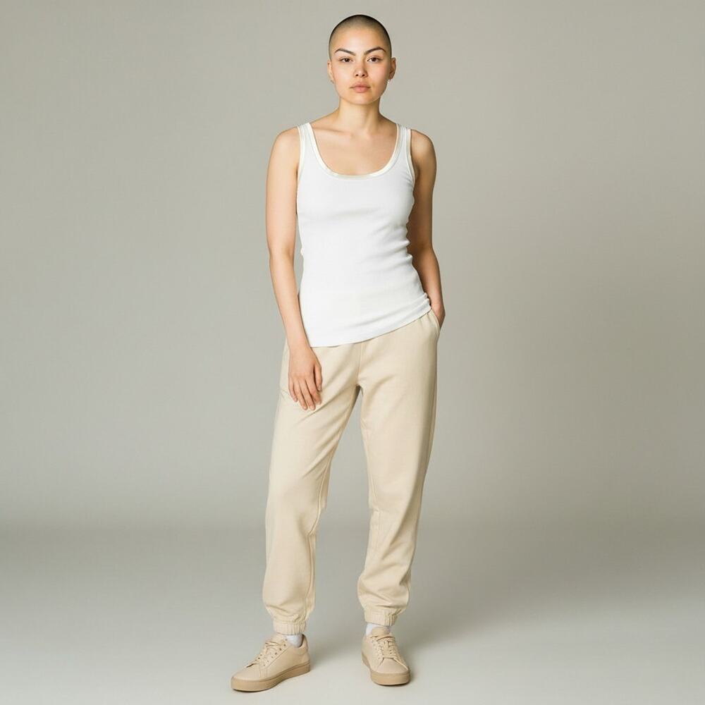 NWT Soya Concept White Satin Trim Ribbed Tank Top #1754 Size XXL